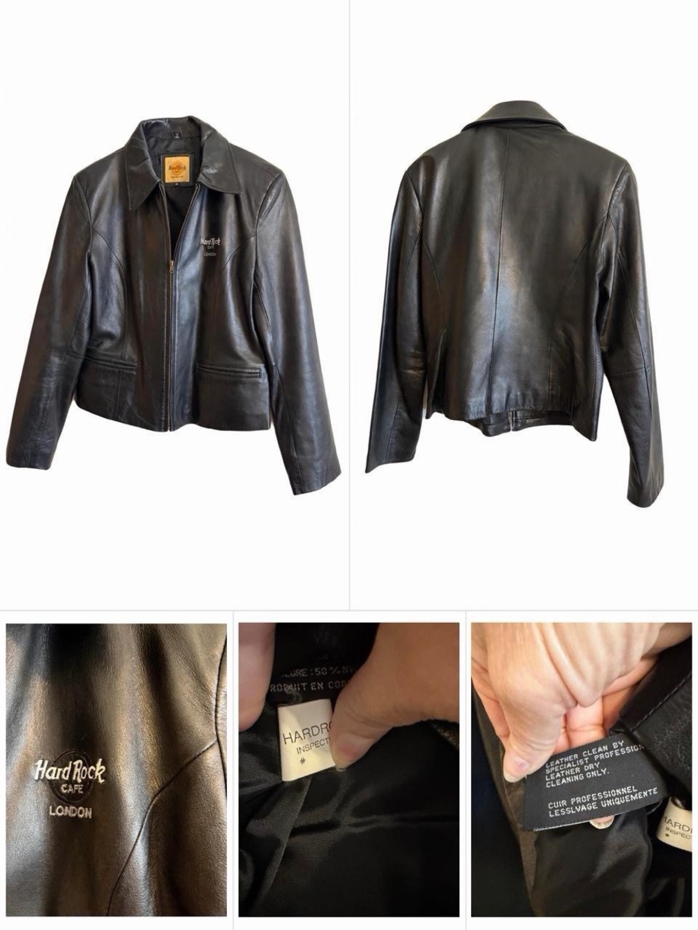 VINTAGE Authentic Hard Rock Cafe LONDON Black Genuine Leather Jacket Size M